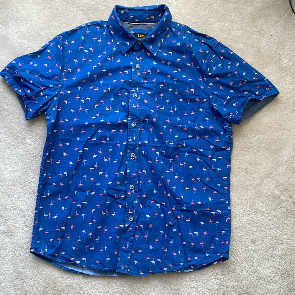 Men’s Lee 🦩Flamingo button up collared pocket size M shirt regular fit